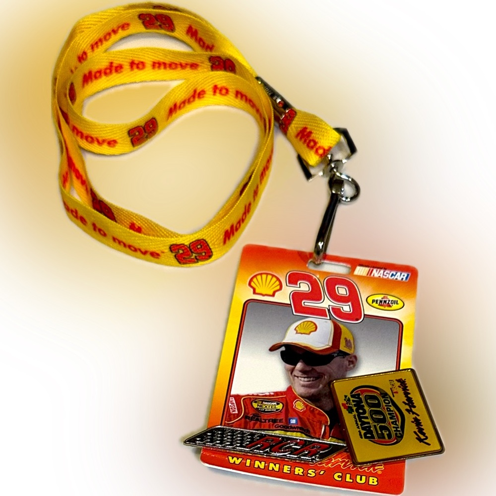 VTG RARE NASCAR LANYARD CARD BADGE PINS KEVIN HARVICK SHELL PENNZOIL RCR DAYTONA